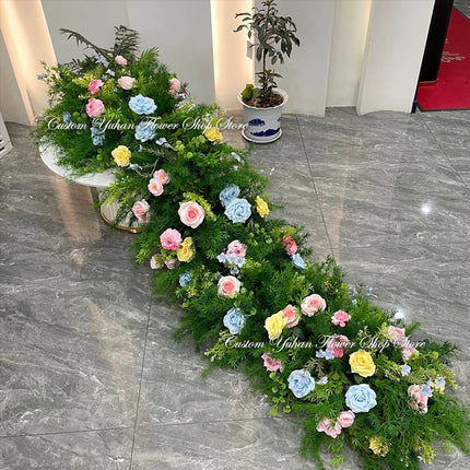 Silk Rose Flower Row Table Centrepiece