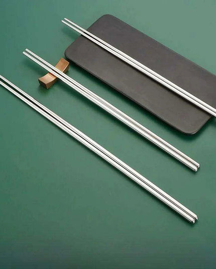 Sustainable Stainless Steel Chopsticks with Extended Length and Anti-Slip Grip