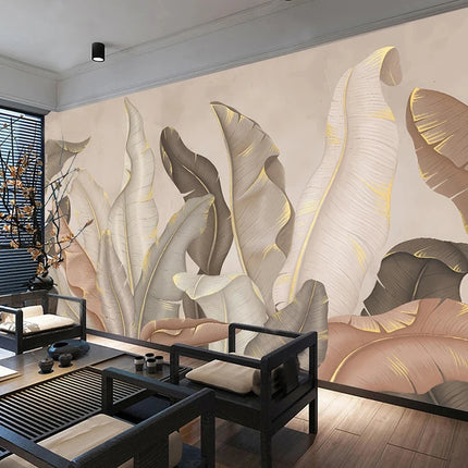 Très Elite Elegant Banana Leaf Mural Wallpaper for Living Room & Bedro