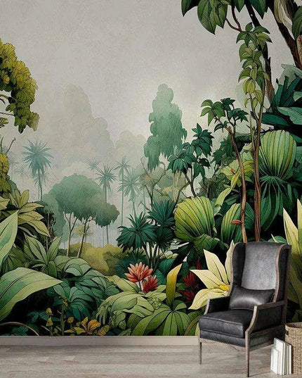 Tropical Haven Handcrafted Rainforest Wall Mural