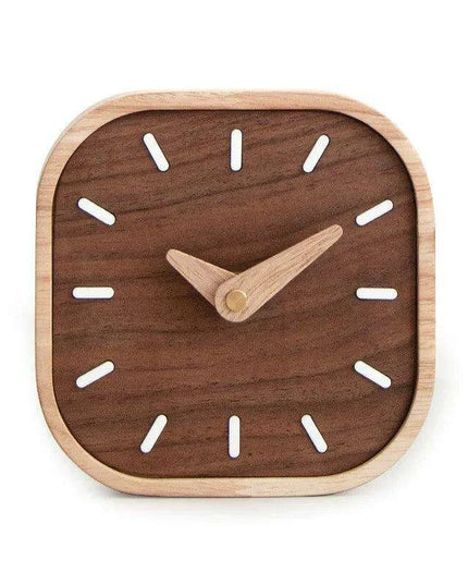 Elegant Black Walnut Table Clock - Modern Scandinavian Design