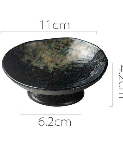 Sophisticated Japanese Ceramic Snack Plate Collection with Unique Elevated Saucer