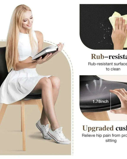 Set of 4 Modern Black PU Leather Dining Chairs with Stylish Beech Wood Legs - Ergonomic Comfort and Versatile Design