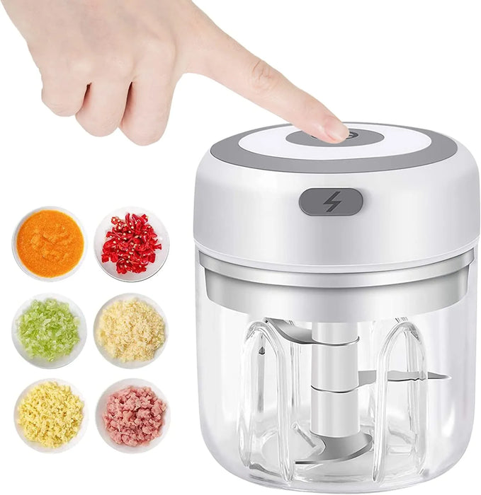 Compact Electric Garlic Chopper with Quick-Slice Technology and Adjustable Capacity