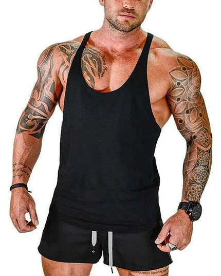 Men's Sleeveless Cotton Tank Top for Bodybuilding and Fitness - Muscle Stringer Vest