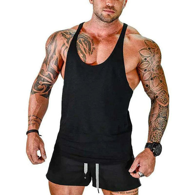 Men's Sleeveless Cotton Tank Top for Bodybuilding and Fitness - Muscle Stringer Vest