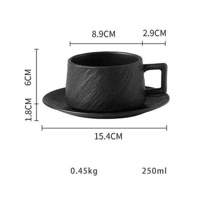 Elegant Rock Sand Ceramic Coffee Set with Saucer