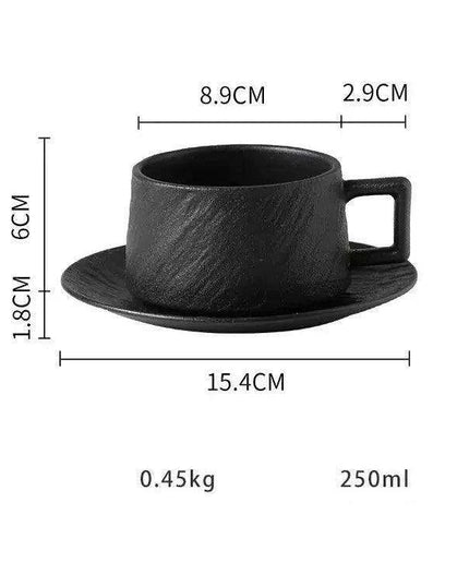 Elegant Rock Sand Ceramic Coffee Set with Saucer