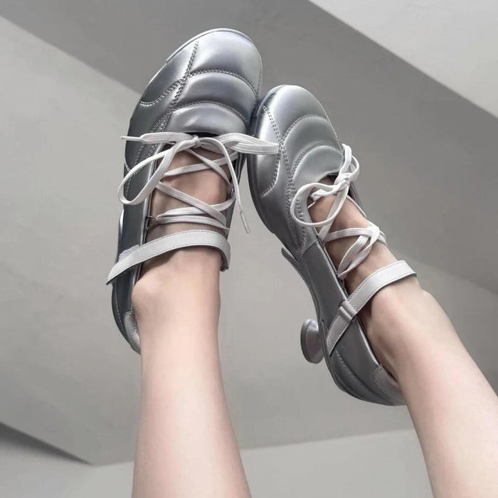 Sophisticated Lace-Up High Heel Ballet Flats for Women in Trendy Solid Shades