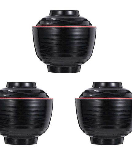 Set of 3 Elegant Japanese Soup Bowls with Lids for Miso and Hot Pot Dining