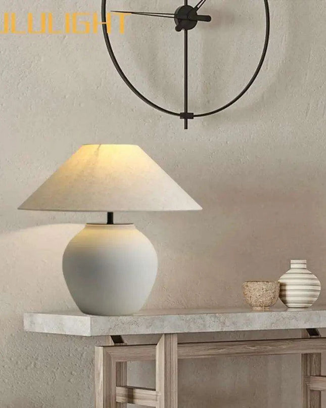 Chic Wabi Sabi Ceramic Table Lamp - Customizable Brightness & Color for Elegant Spaces