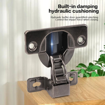 Concealed Ultra-Short Arm Hydraulic Buffer Hinge — Silent Soft-Close, Narrow Cabinet Doors, 2Pcs