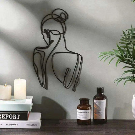 Sculptural Female Form Metal Wire Wall Art for Modern Home Ambiance