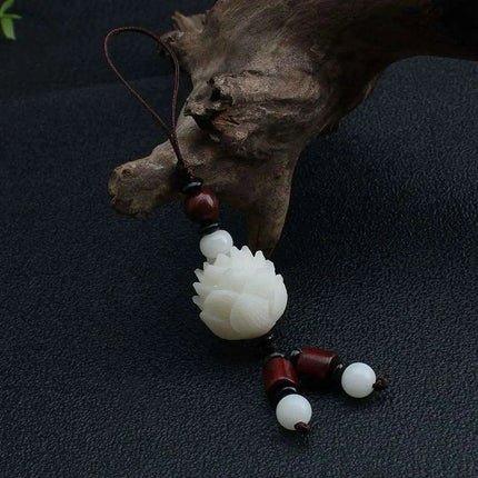 Bodhi Root Fortune Cat Paw Keychain - Traditional Chinese Lucky Amulet