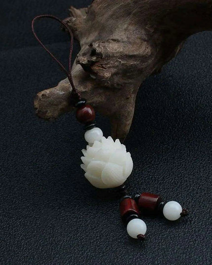 Bodhi Root Fortune Cat Paw Keychain - Traditional Chinese Lucky Amulet