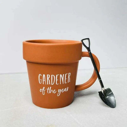 Garden Guardian Mug - Adorable Flower Pot Design with Shovel Spoon for Plant Lovers