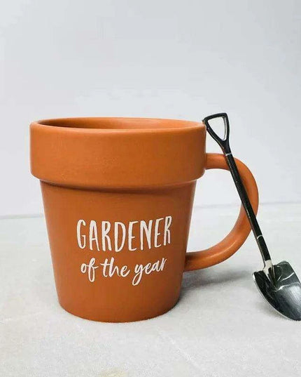 Garden Guardian Mug - Adorable Flower Pot Design with Shovel Spoon for Plant Lovers