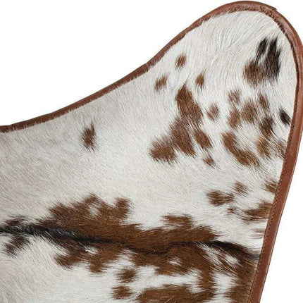 Vintage Elegance Cowhide Leather Folding Butterfly Chair