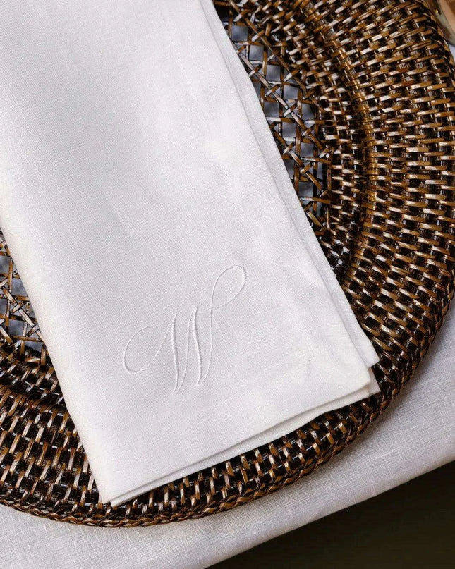 Custom Embroidered Linen Napkin Set - Luxurious Monogrammed Elegance for Any Event