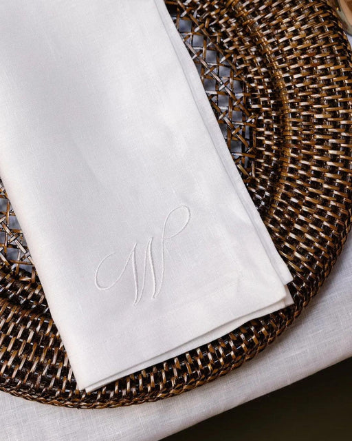 Custom Embroidered Linen Napkin Set - Luxurious Monogrammed Elegance for Any Event