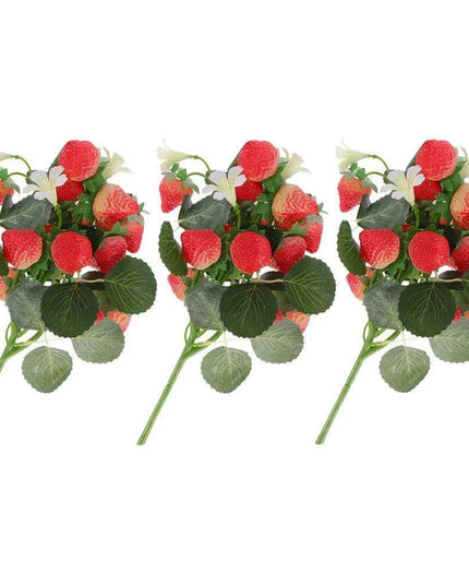 Artificial Strawberry Blossom Bouquet - Set of 3