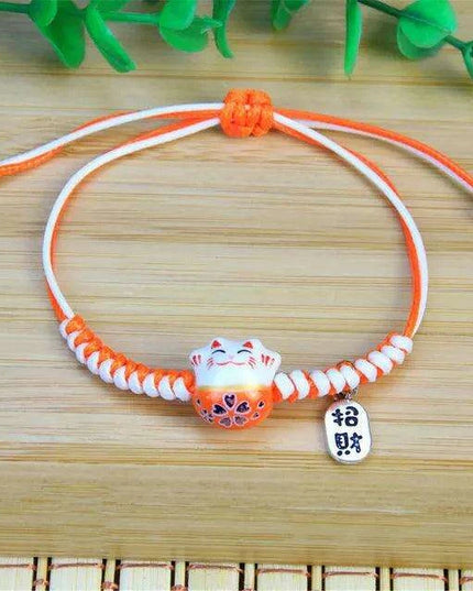 Lucky Cat Beaded Bracelet - Adjustable Harajuku Fashion Statement for Trendy Girls