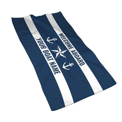 Stylish Customizable Dark Blue Nautical Microfiber Towel Set - Luxury Redefined for Every Occasion