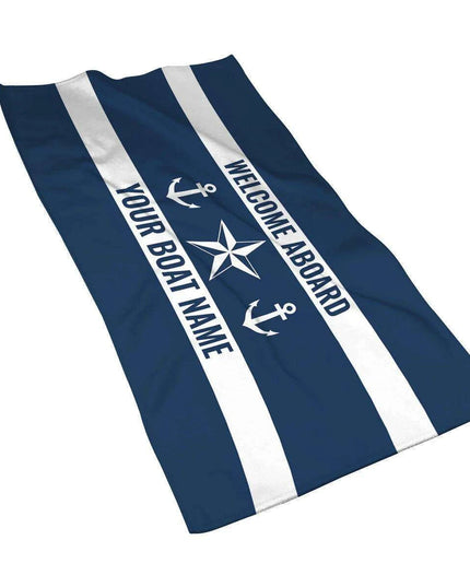 Stylish Customizable Dark Blue Nautical Microfiber Towel Set - Luxury Redefined for Every Occasion