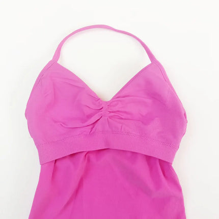 NCLAGEN Women's Longline Strappy Yoga Vest with Open Back for Fitness