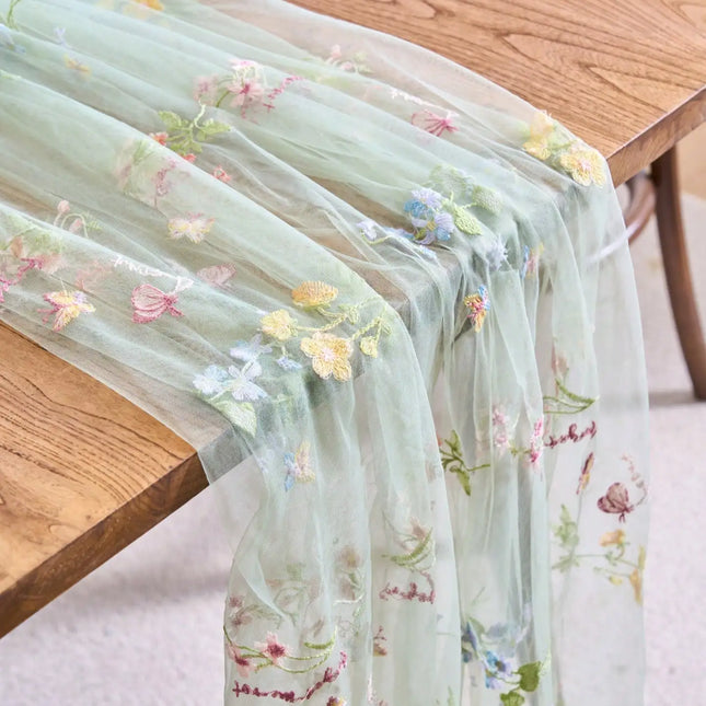 Shop1105058407 Floral Embroidered Lace Table Runner - Farmhouse Style,