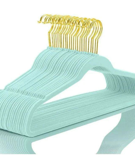 Elegant Teal Velvet Hanger Collection - 50 Premium Hangers with 360-Degree Gold Hooks