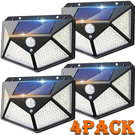 100 LED Solar Wall Lights with Motion Sensor – Outdoor Security Lamp