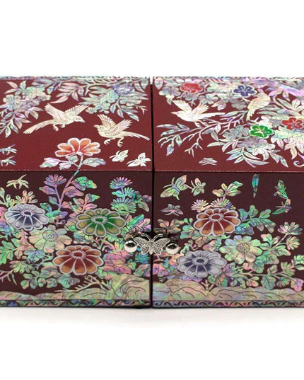 Luxurious Mother of Pearl Jewelry Organizer Box with Dual Drawers for Accessories