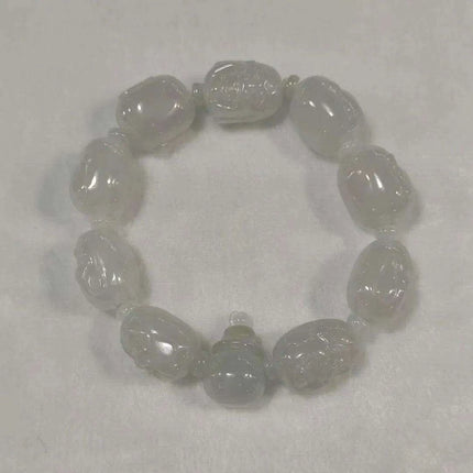 Serene Myanmar Jadeite Buddha Head Beads Bracelets for Couples