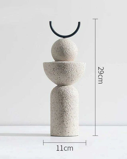 Geometric Elegance: Abstract Sandstone Art Sculpture