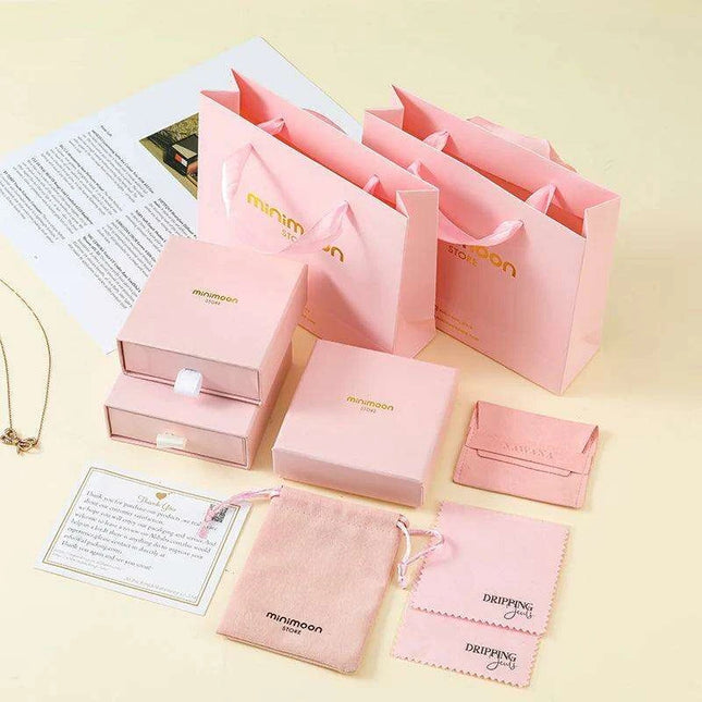 Luxury Pink Jewelry Packaging Set with Custom Branding - 500 Piece Collection