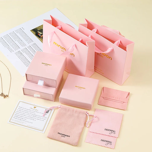 Luxurious Pink Custom Jewelry Packaging Set with Personalized Logo - 500pcs/Lot