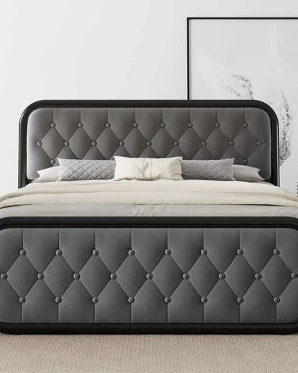 Stylish Faux Leather Bed Frame with Sturdy Support and Smart Under-Bed Storage Solutions