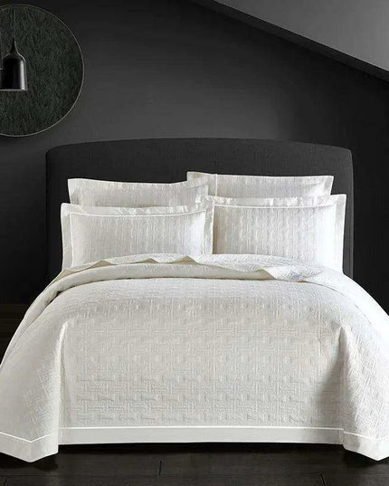 Luxurious 100% Cotton Quilted Plaid Bed Cover - Multi-Functional Euro Comfort Topper