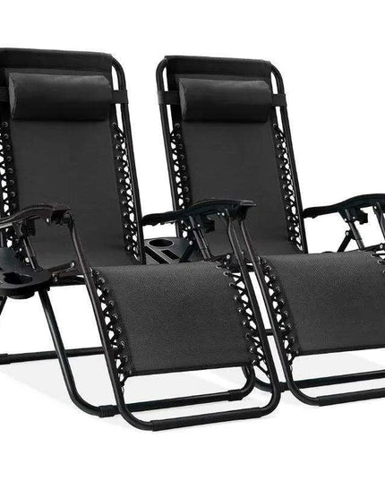 Luxury Zero Gravity Lounge Chairs Set with Accessories in Elegant Black
