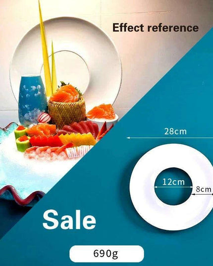 Japanese Elegance Circular Serving Tray - Sophisticated Sushi Display for Luxurious Dining