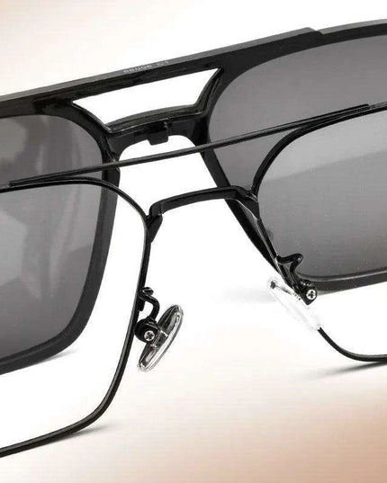 Sleek Polarized Titanium Clip-On Aviator Shades