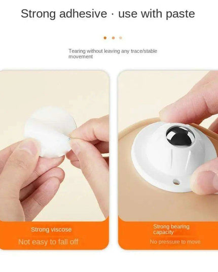 Self-Adhesive 360° Swivel Caster Wheels - Mini Stainless Steel Furniture Rollers with Universal Ball Mechanism