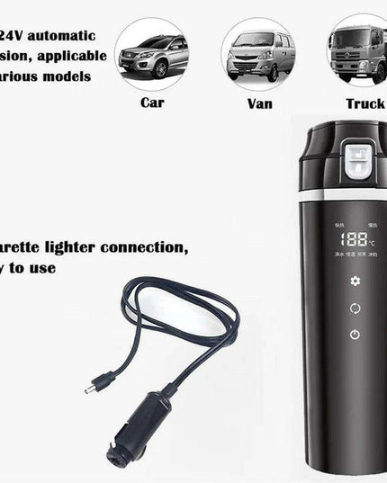 Smart 500ml Heated Travel Mug with Custom Temperature Control for Cars