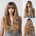 30-Inch Brown Wavy Synthetic Wig with Bangs - Perfect for Parties and Themed Events