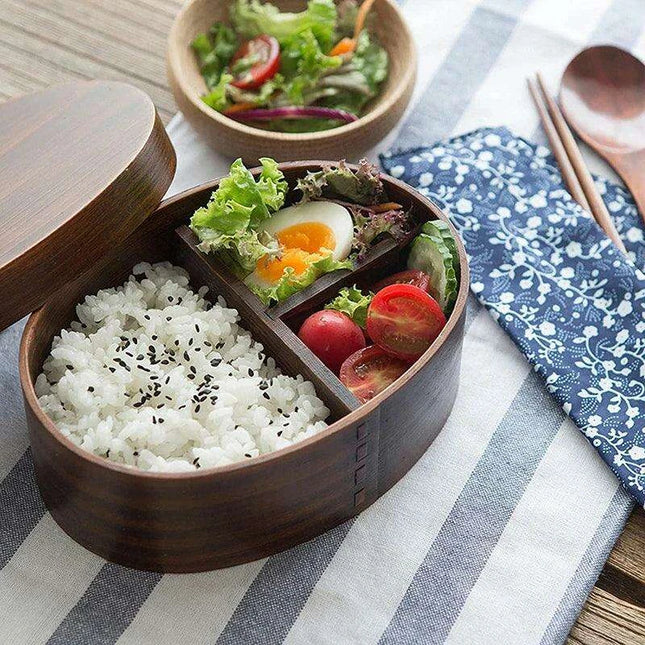 Elegant Japanese Wood Bento Box - Eco-Friendly Portable Lunch Container for Meals, Sushi, and Snacks
