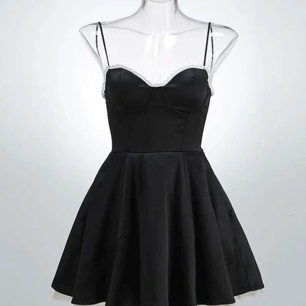 Chic Backless Spaghetti Strap A-line Mini Dress for Women