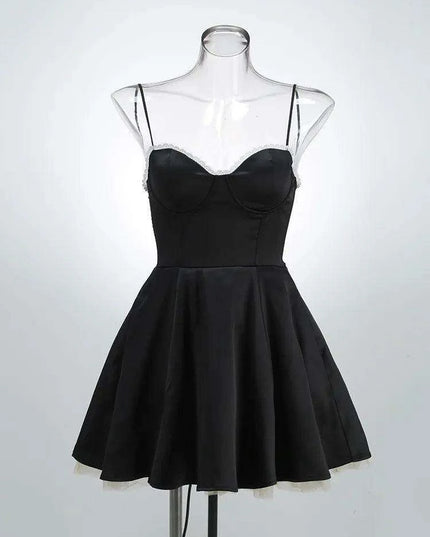 Chic Backless Spaghetti Strap A-line Mini Dress for Women