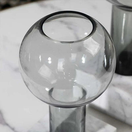 Sleek Modern Glass Vase Collection with Elegant Marble Base for Home Aesthetics and Plant Display