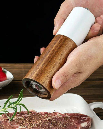 Sophisticated 6-Inch Wooden Salt and Pepper Grinder with Adjustable Grinding Mechanism